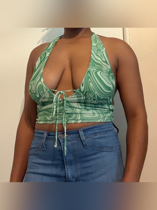Cotton Candy Tops - 💚 Fashion Nova Green Marble Halter Crop Top 💚